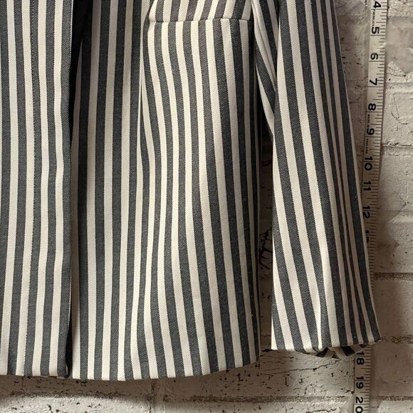 Vintage 90s Joseph Feldman Double Breasted Asymmetrical Striped Blazer 16.5 - Picture 4 of 10